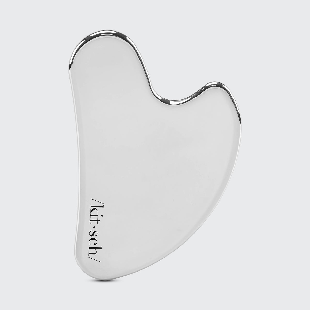 DIY Skincare Lab™ stainless steel gua sha tool for facial massage and lymphatic drainage with a smooth silver finish