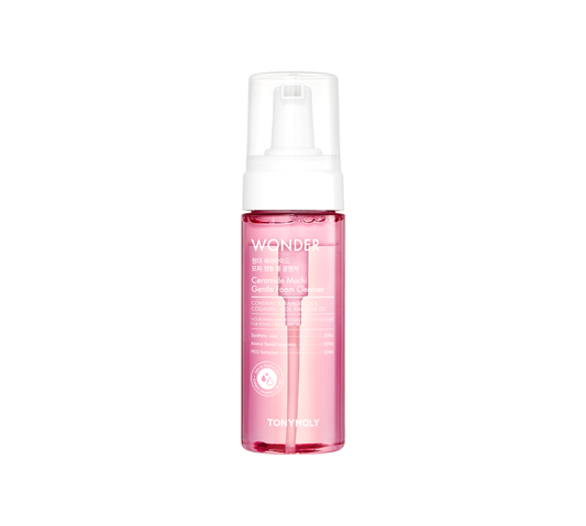 DIY Skincare Lab™ Wonder Ceramide Mochi Gentle Foam Cleanser in a 150ml clear pink bottle with a white pump dispenser.