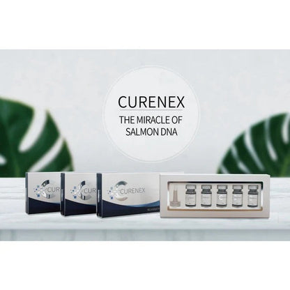 DIY Skincare Lab™ Curenex PDRN skin booster set featuring vials and boxes for facial rejuvenation and glow