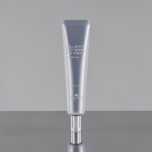 DIY Skincare Lab™ ECLADO Cell Phyto Anti-Wrinkle Eye Cream in a sleek silver 30ml tube for mature skin care.