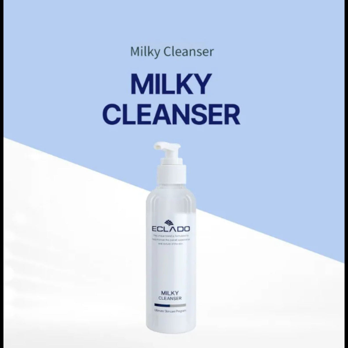 DIY Skincare Lab™ Eclado Milky Cleanser in a white pump bottle for gentle makeup removal and skin hydration.