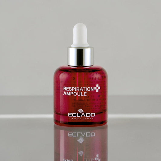 DIY Skincare Lab Eclado Respiration Ampoule in a red glass bottle with a dropper cap for skin immunity and hydration.