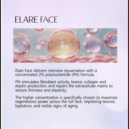 DIY Skincare Lab™ Elare Face skin booster featuring a 2% polynucleotide complex for facial rejuvenation and hydration.