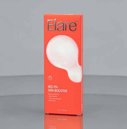 DIY Skincare Lab™ Elare RED PN skin booster serum in a bright red 2ml box with white branding and ingredient details.