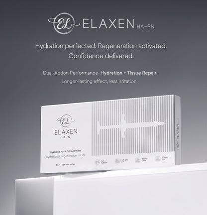 DIY Skincare Lab™ Elaxen HA-PN skin revitalization box featuring hyaluronic acid and polynucleotides for hydration.