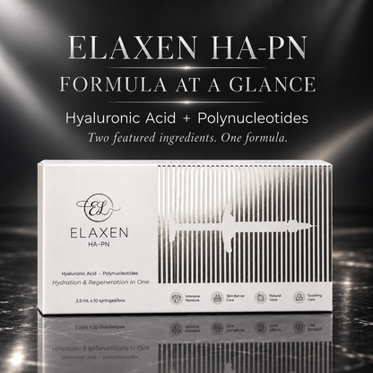 DIY Skincare Lab ELAXEN HA-PN bio-revitalizing skin complex box featuring hyaluronic acid and polynucleotides.