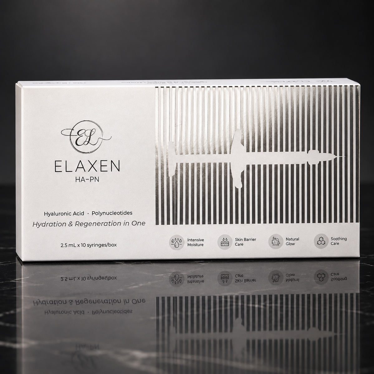 DIY Skincare Lab™ ELAXEN HA-PN bio-revitalizing skin complex box featuring hyaluronic acid and polynucleotides.
