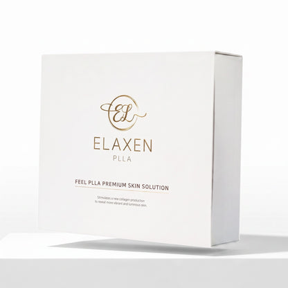 DIY Skincare Lab™ Elaxen PLLA premium skin solution box featuring elegant white packaging with gold branding.