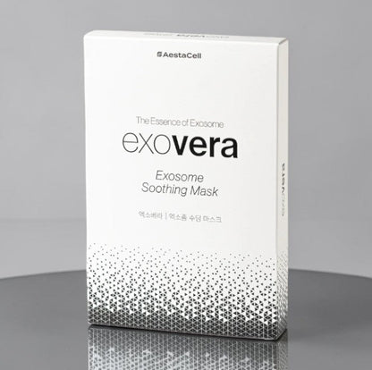 DIY Skincare Lab™ EXOVERA Soothing Mask white box packaging with minimalist design and geometric pattern at the base