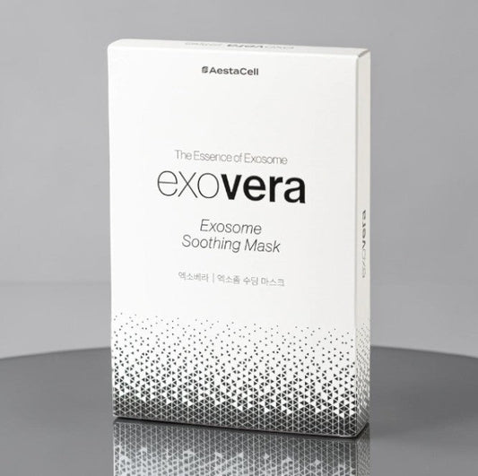 DIY Skincare Lab™ EXOVERA Soothing Mask white box packaging with minimalist design and geometric pattern at the base