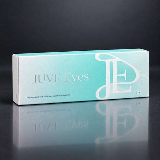 DIY Skincare Lab™ JUVE Eyes PN 1% under-eye conditioning booster box in teal and white packaging.