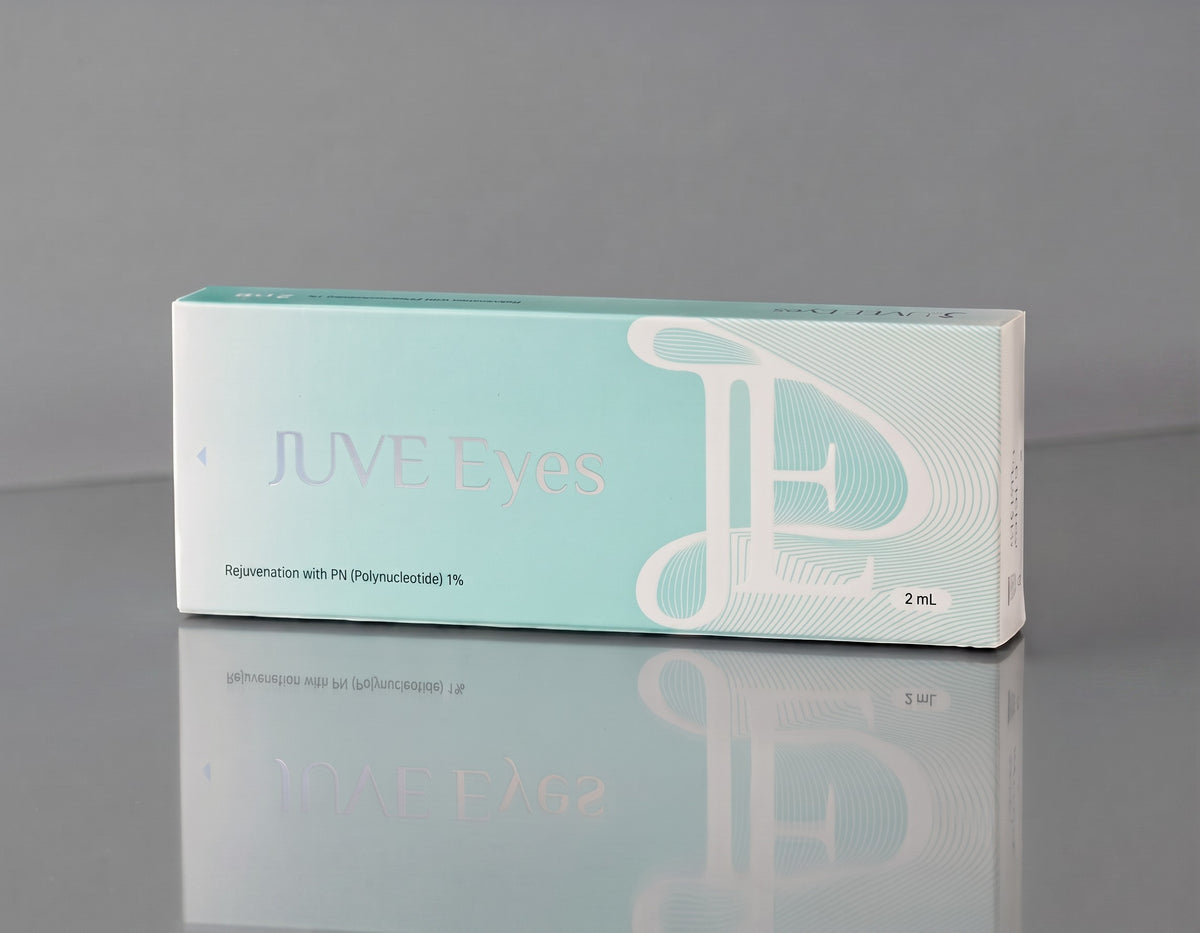 DIY Skincare Lab™ JUVE Eyes 1% Polynucleotide conditioning booster box for periorbital skin rejuvenation.