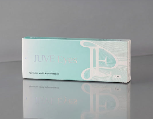 DIY Skincare Lab™ JUVE Eyes 1% Polynucleotide conditioning booster box for periorbital skin rejuvenation.