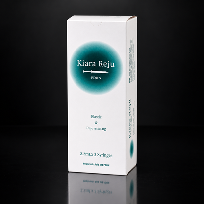 DIY Skincare Lab™ Kiara Reju PDRN and Hyaluronic Acid revitalizing skin booster box on a black background.