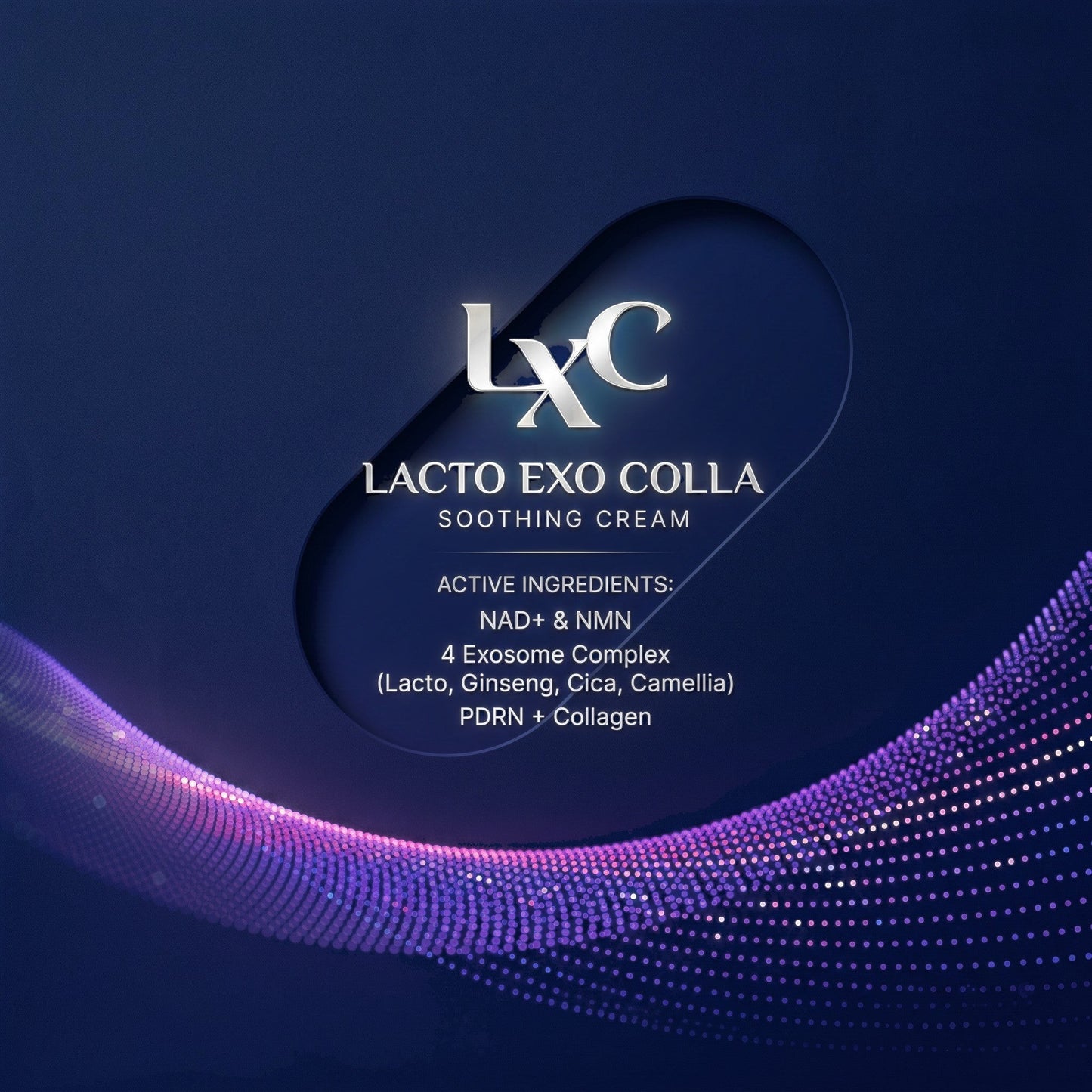 DIY Skincare Lab™ LXC Lacto Exo Colla Soothing Cream featuring NAD+, NMN, 4-exosome complex, PDRN, and collagen.