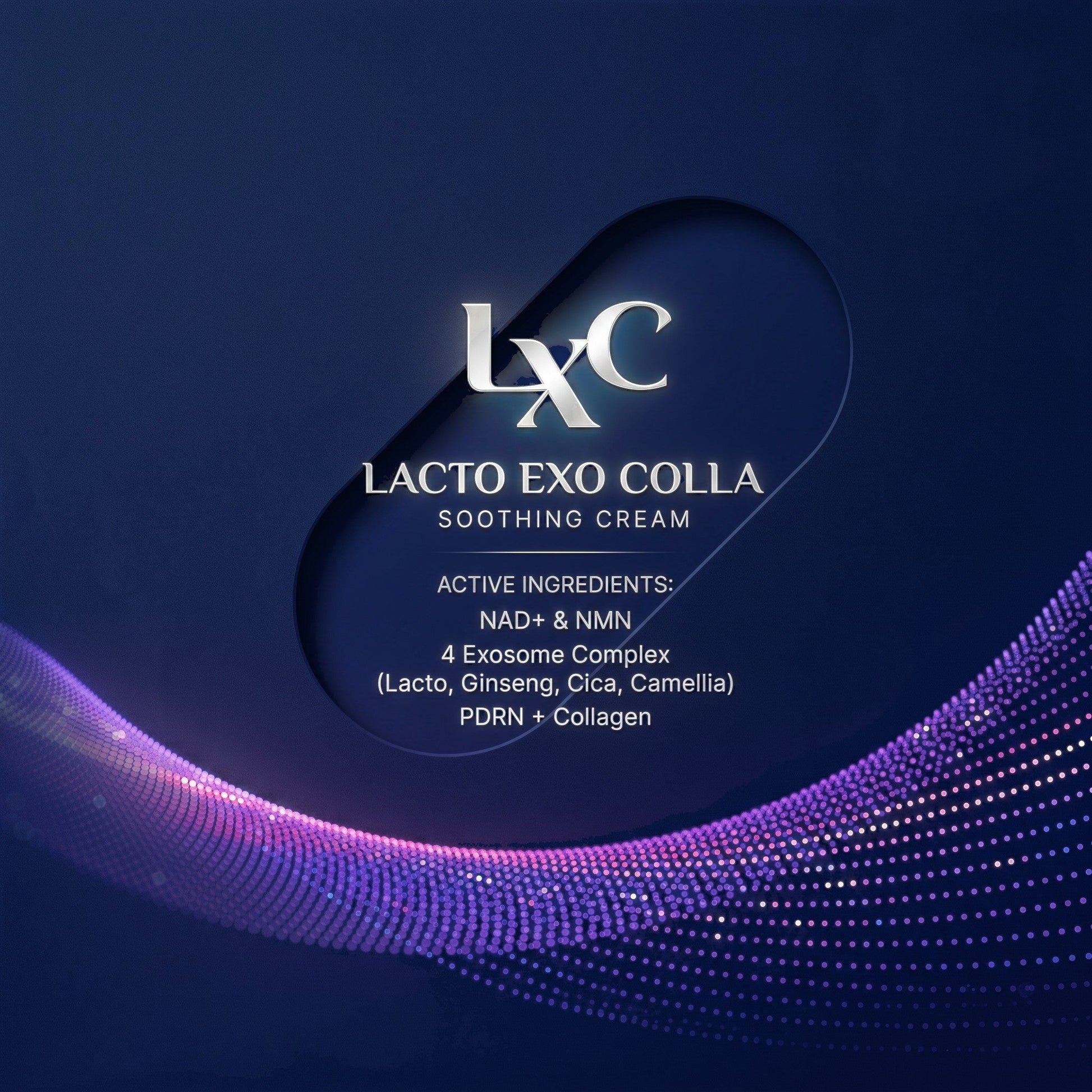 DIY Skincare Lab™ LXC Lacto Exo Colla Soothing Cream featuring NAD+, NMN, 4-exosome complex, PDRN, and collagen.