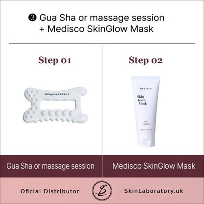 DIY Skincare Lab Medisco Skin Glow Mask and massage tool for a professional facial treatment routine