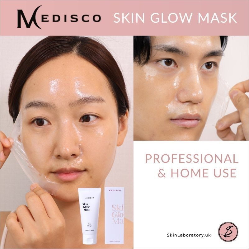 DIY Skincare Lab™ Medisco Skin Glow Mask being applied as a peel-off treatment for a radiant glass skin finish.