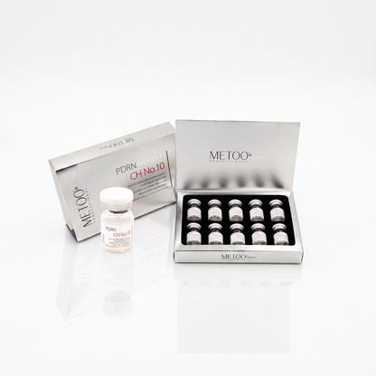 DIY Skincare Lab™ MeToo Healer PDRN Boost CH No. 10 set with ten vials and silver packaging for skin revitalization.