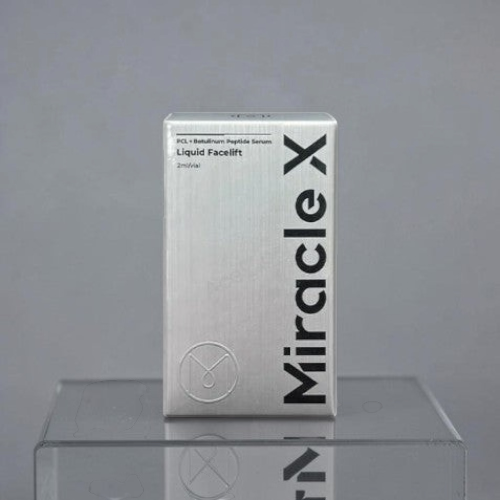 DIY Skincare Lab Miracle X skin booster vial in silver packaging for structural renewal and fine line reduction