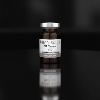 DIY Skincare Lab™ NMN Bottle NAD+ Booster 5ml ampoule for cellular anti-aging and skin repair in a dark glass vial.