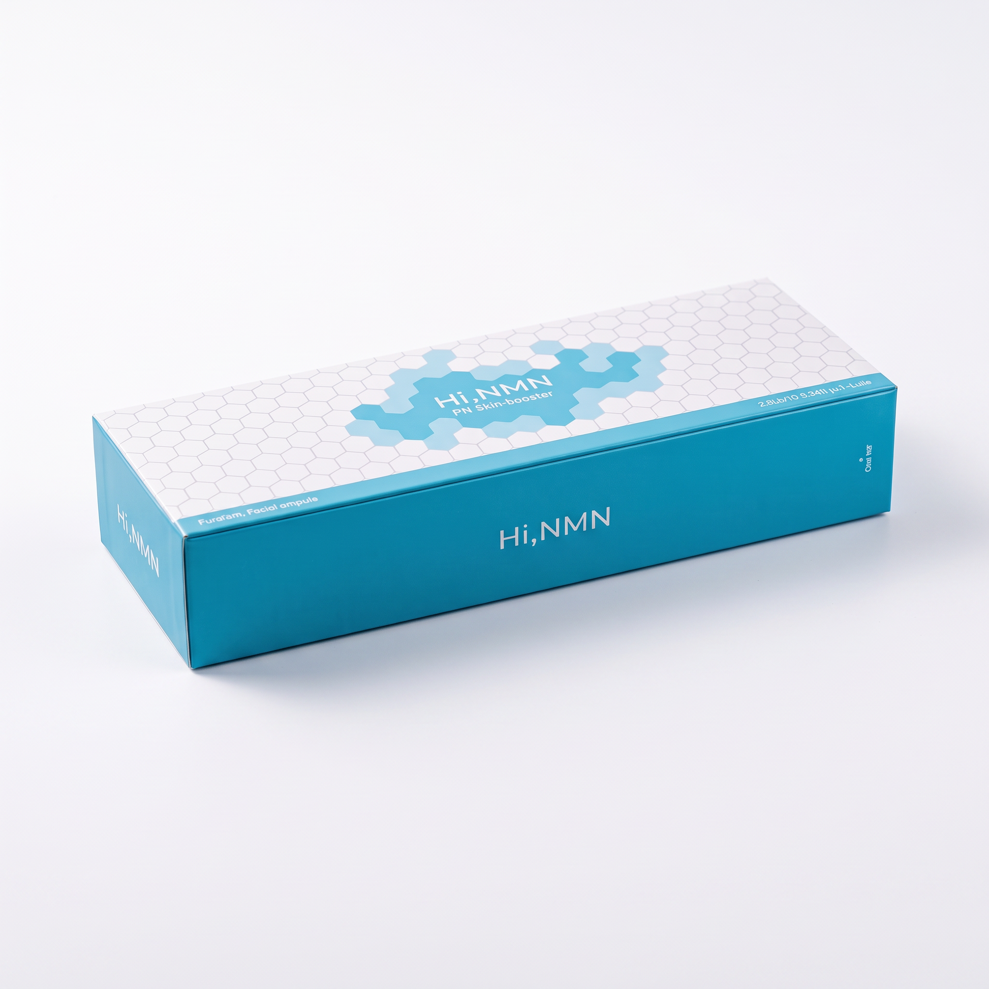 DIY Skincare Lab™ HI, NMN PN 4% skin booster box featuring a blue and white hexagonal pattern design.