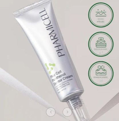 DIY Skincare Lab™ Pharmicell Play Cell Panthenol Doctor Stem Cell Cream in a silver tube for skin hydration.