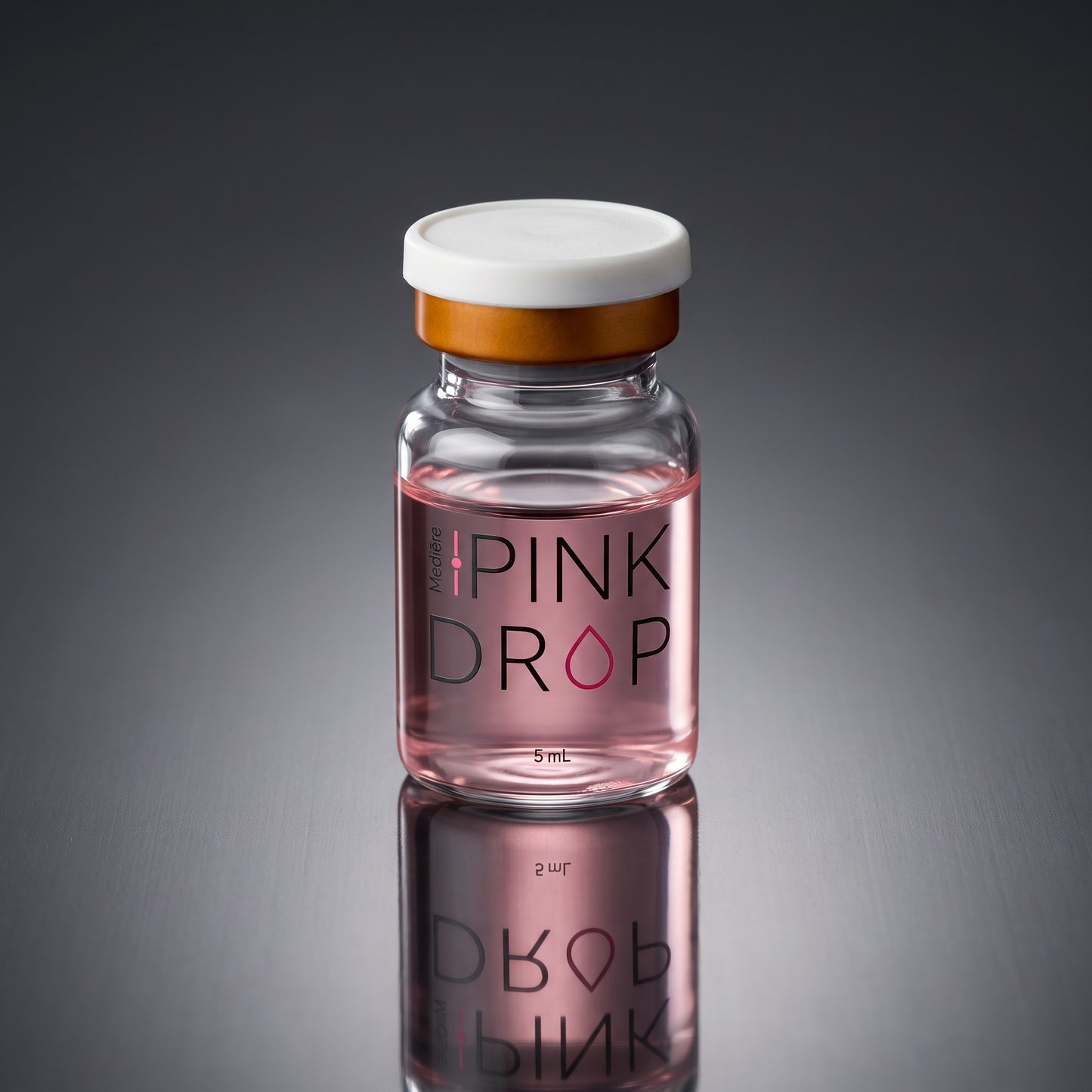 DIY Skincare Lab™ Pink Drop radiant skin booster in a 5ml glass vial with a soft pink vitamin B12 serum formula.