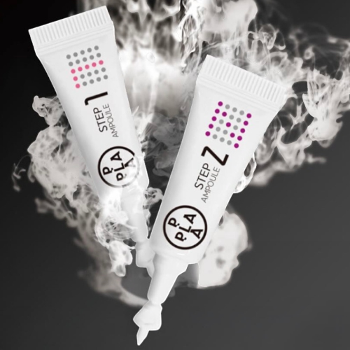 DIY Skincare Lab™ Platinum PLA Peel two-step ampoule treatment set with nano-platinum, PHA, and LHA for radiant skin.