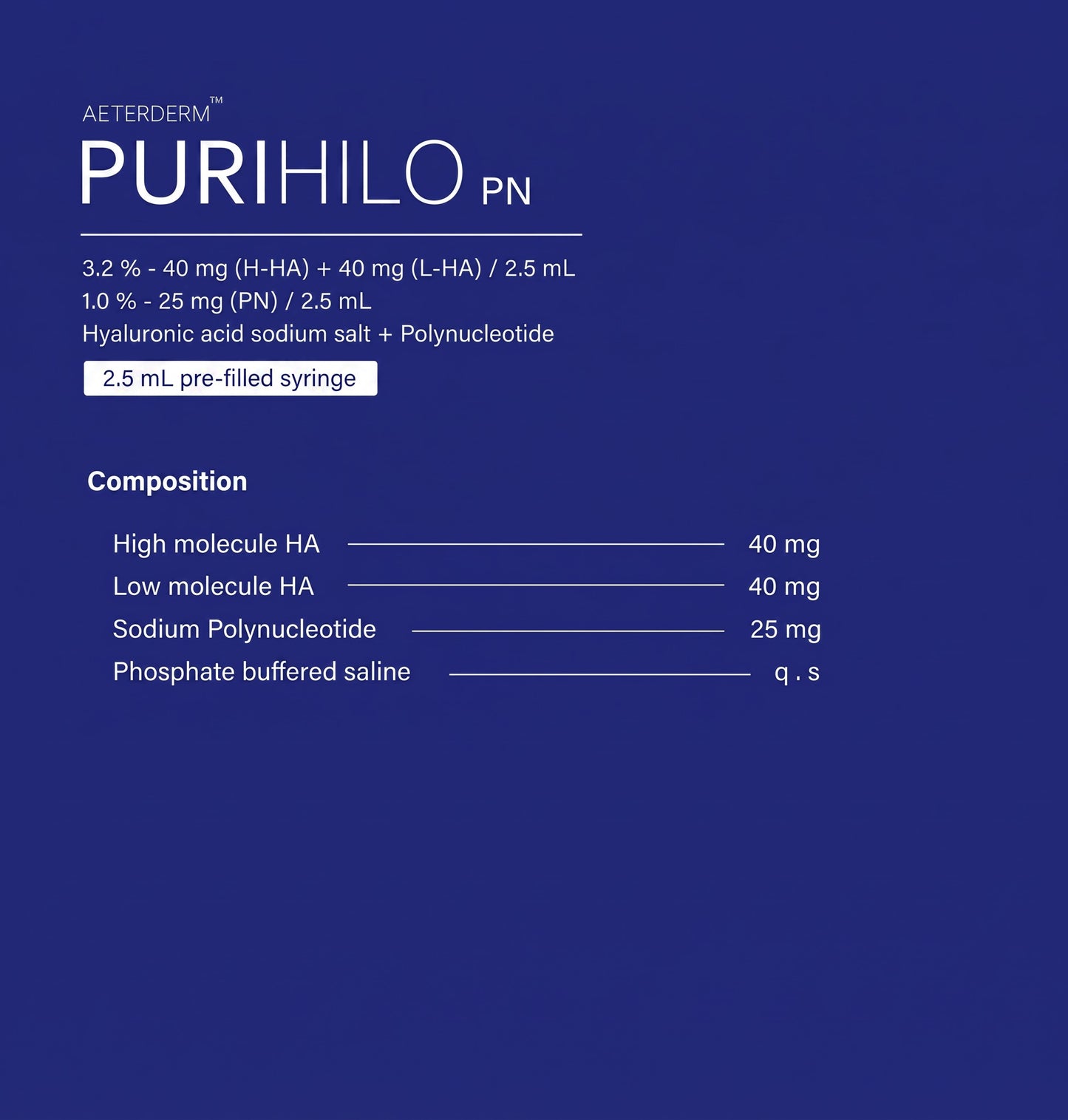 DIY Skincare Lab™ PURIHILO PN product label detailing hyaluronic acid and polynucleotide composition