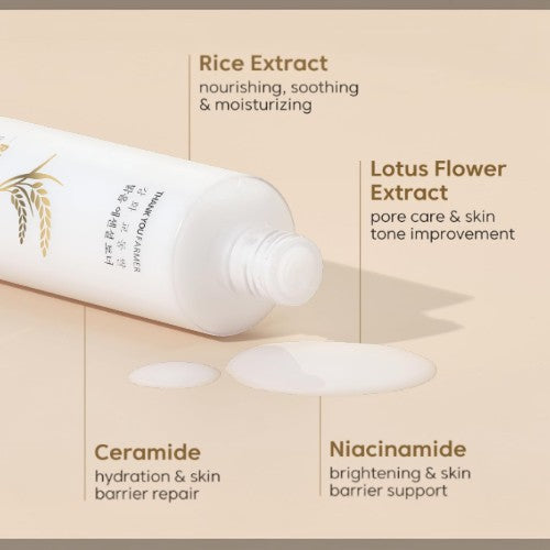 DIY Skincare Lab™ Thank You Farmer Rice Pure Essential Toner with key ingredients like rice and lotus flower extracts