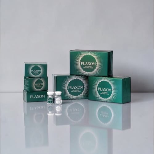 DIY Skincare Lab™ Selastin Plaxom dermal rejuvenation complex set with green boxes and two small treatment vials.