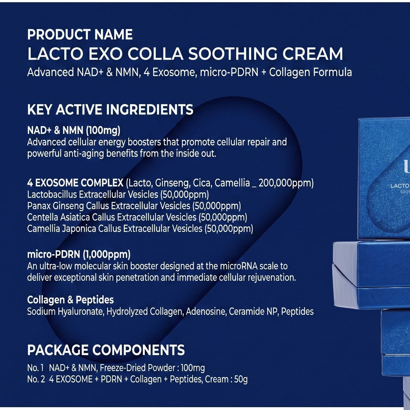 DIY Skincare Lab™ LXC Lacto Exo Colla Soothing Cream product packaging with ingredient list and kit components