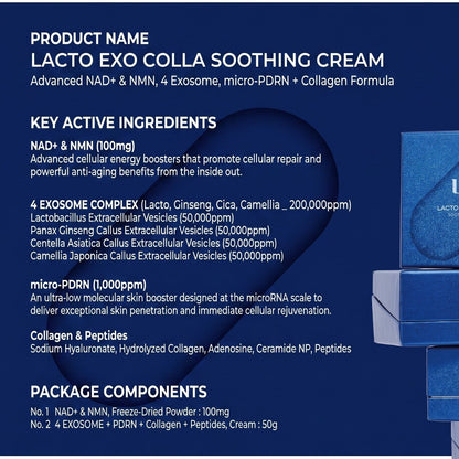 DIY Skincare Lab™ LXC Lacto Exo Colla Soothing Cream product packaging with ingredient list and kit components