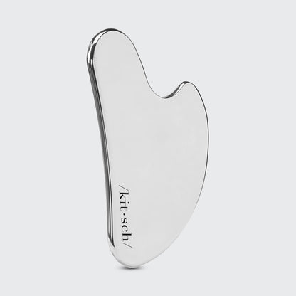 DIY Skincare Lab™ stainless steel gua sha tool for facial massage and lymphatic drainage with a smooth, hygienic finish