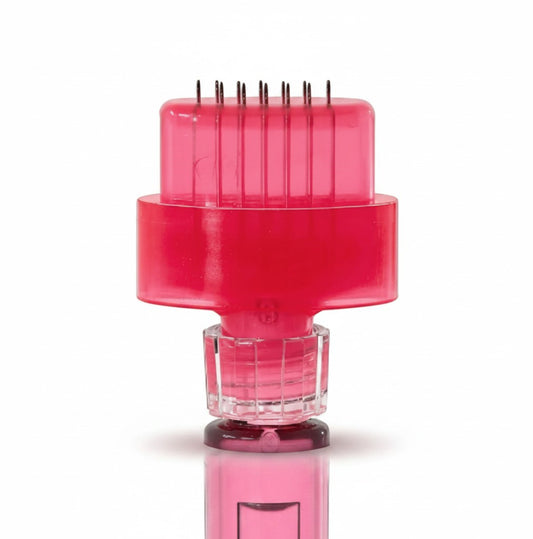 DIY Skincare Lab

12-pin micro-tips with 31G needles for lip treatments. Pink plastic applicator with fine metal pins.