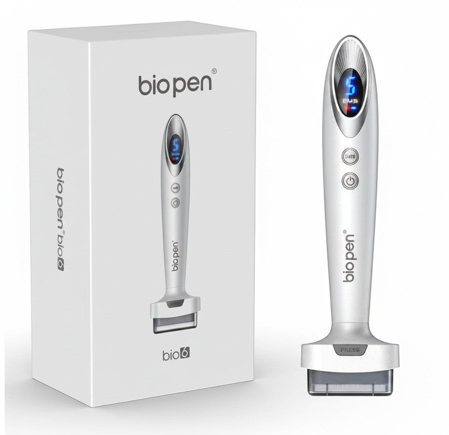 DIY Skincare Lab Bio Pen Bio6 electric microneedling stamp with LED and vibration for skin and scalp care.