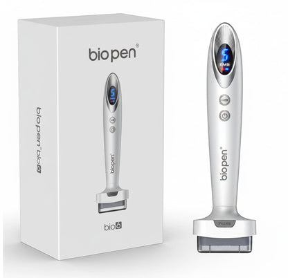 DIY Skincare Lab Bio Pen Bio6 electric microneedling stamp with LED and vibration for skin and scalp care.