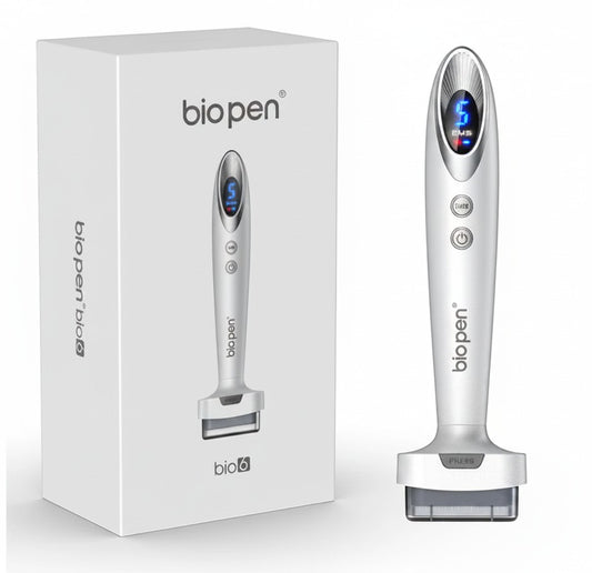 DIY Skincare Lab Bio Pen Bio6 electric microneedling stamp with LED and vibration for skin and scalp care.